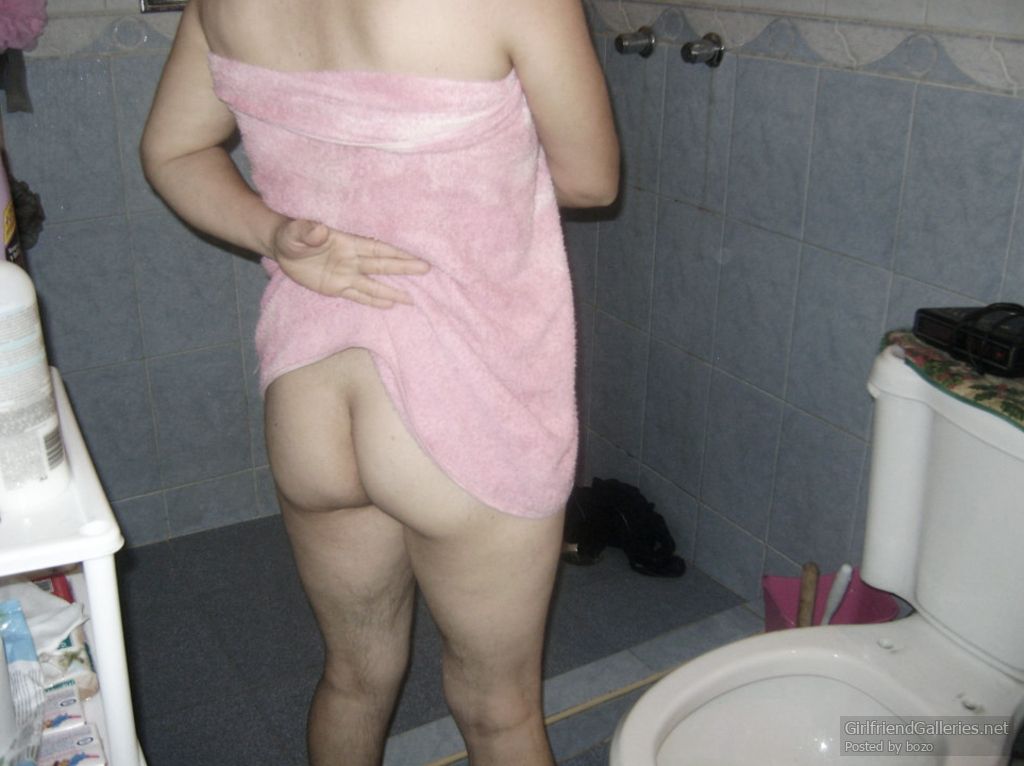 My hairy wife taking a bath