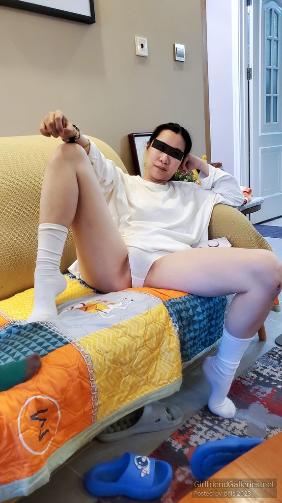 My wife was showing off her white underwear and white socks