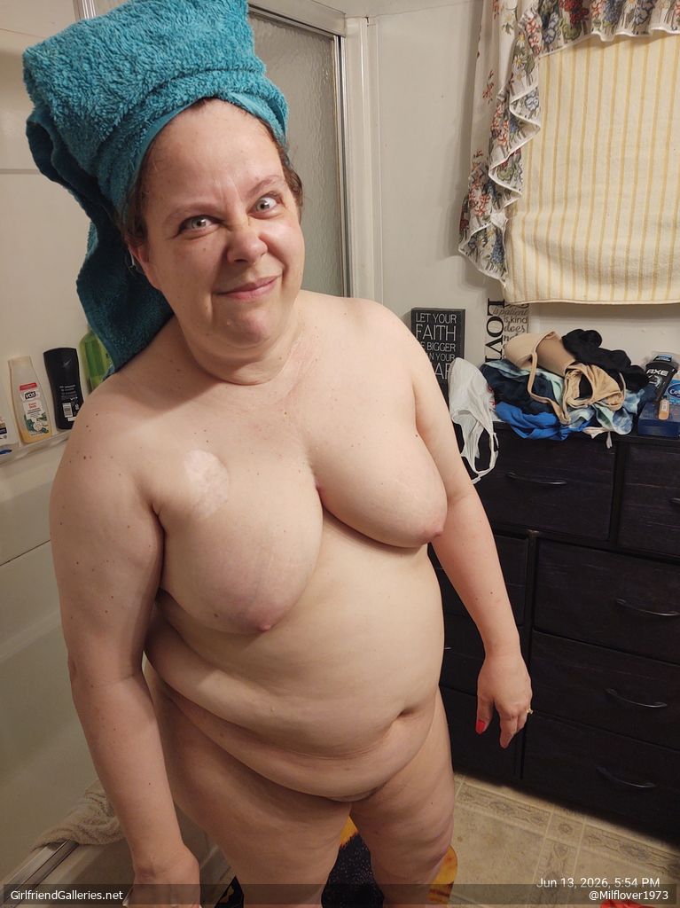 The wife taking a shower