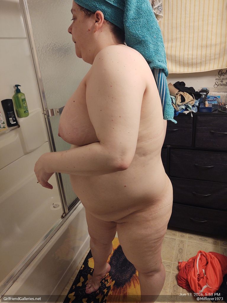 The wife taking a shower