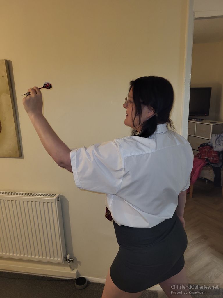 Strip darts and naughty Halloween school girl dress up