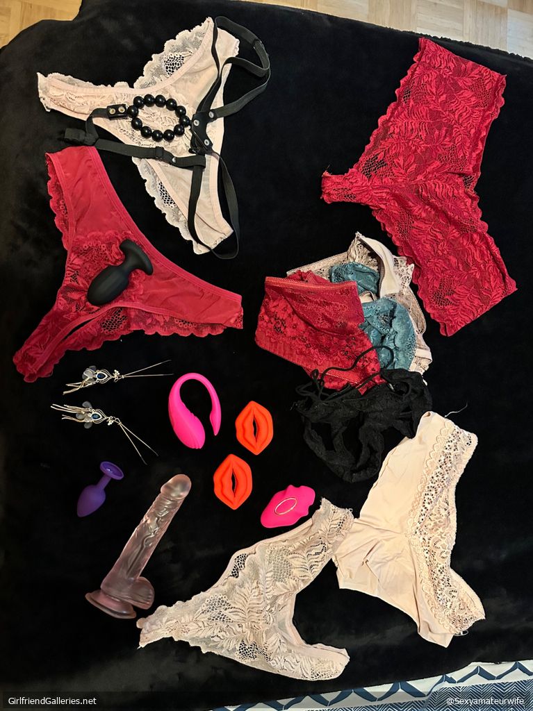 Horny slut sexy toys & panty collection