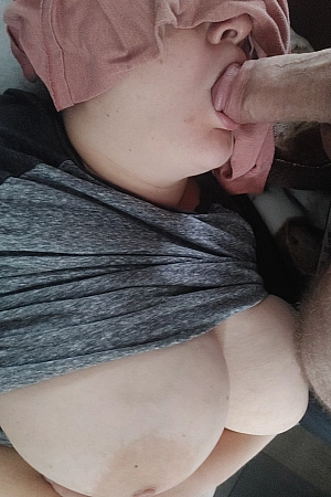 Big Natural Tits Wife with Huge Areolas and Cock In Her Mout