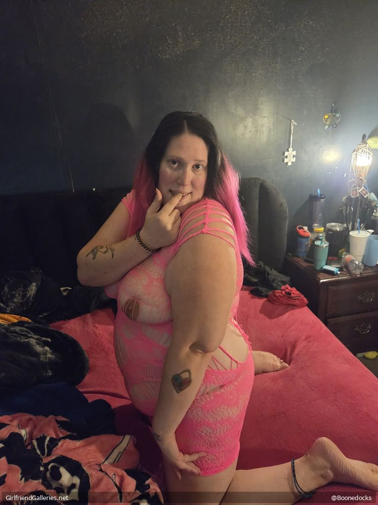 Wife exposed in pink fishnet lingerie