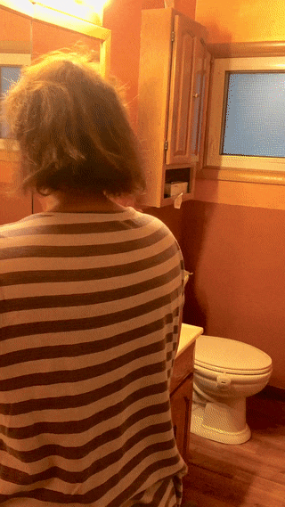 Undressing in the bathroom