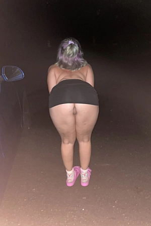 Tight short skirt and nothing else in public