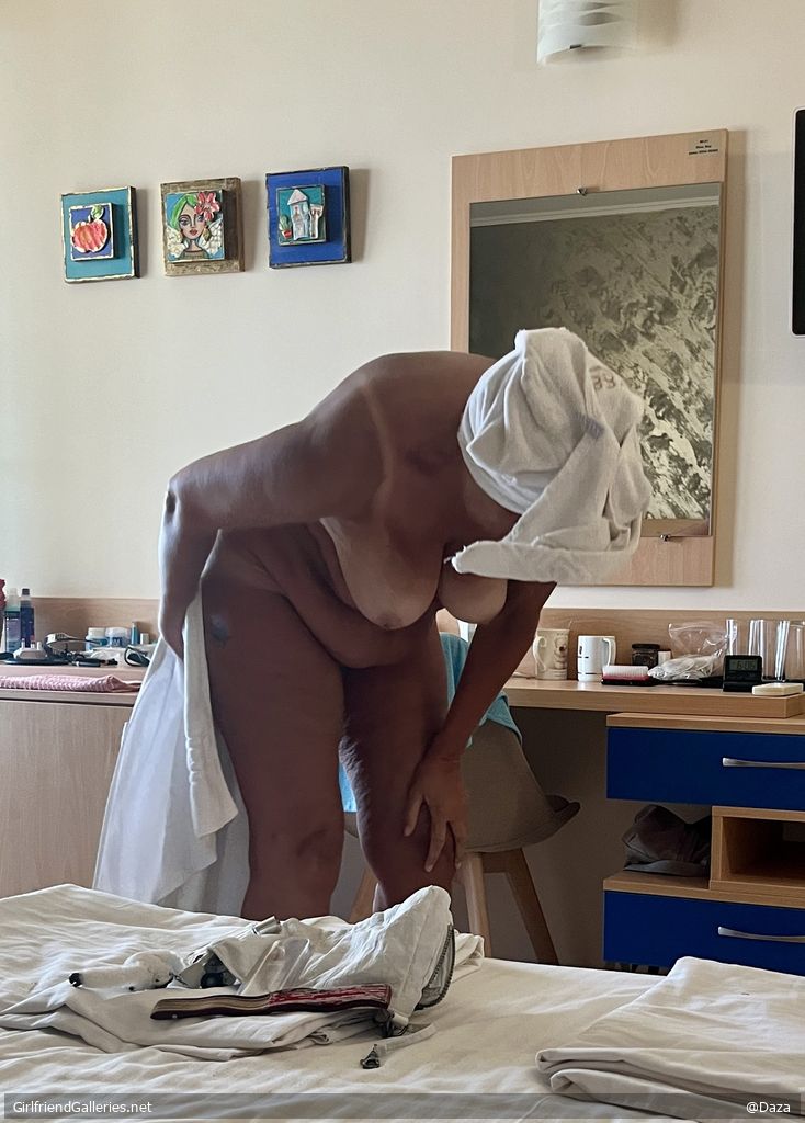 Just out of the shower