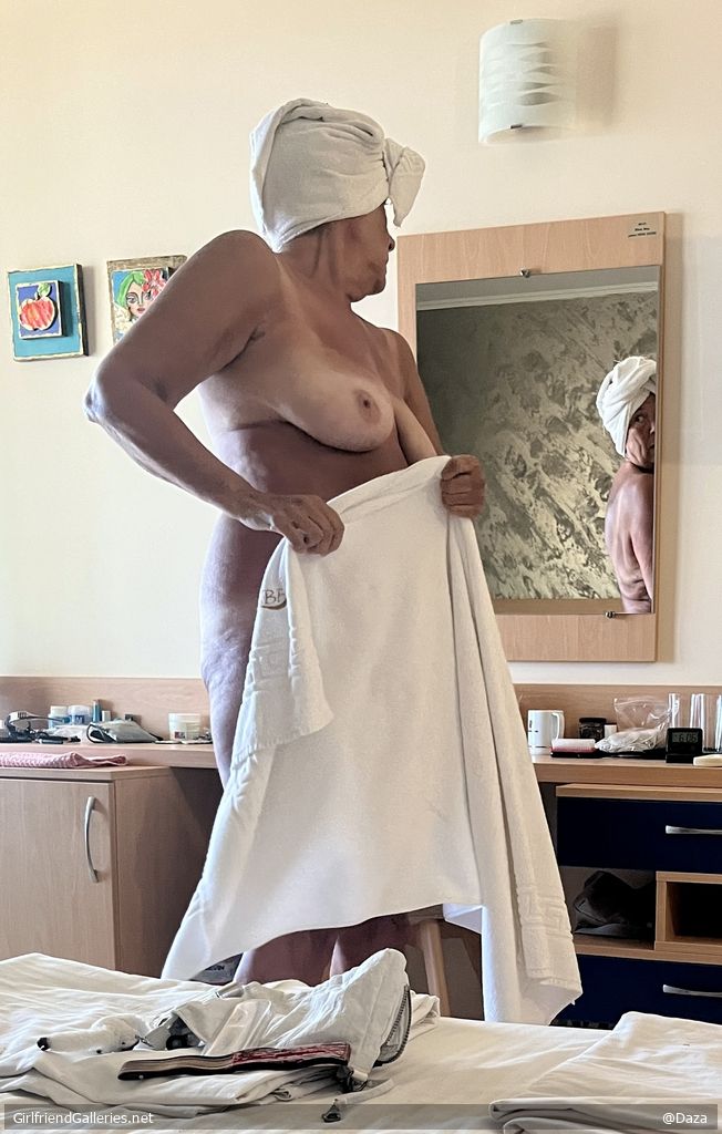 Just out of the shower