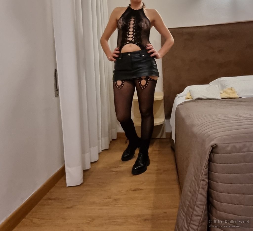 Leather mini skirt